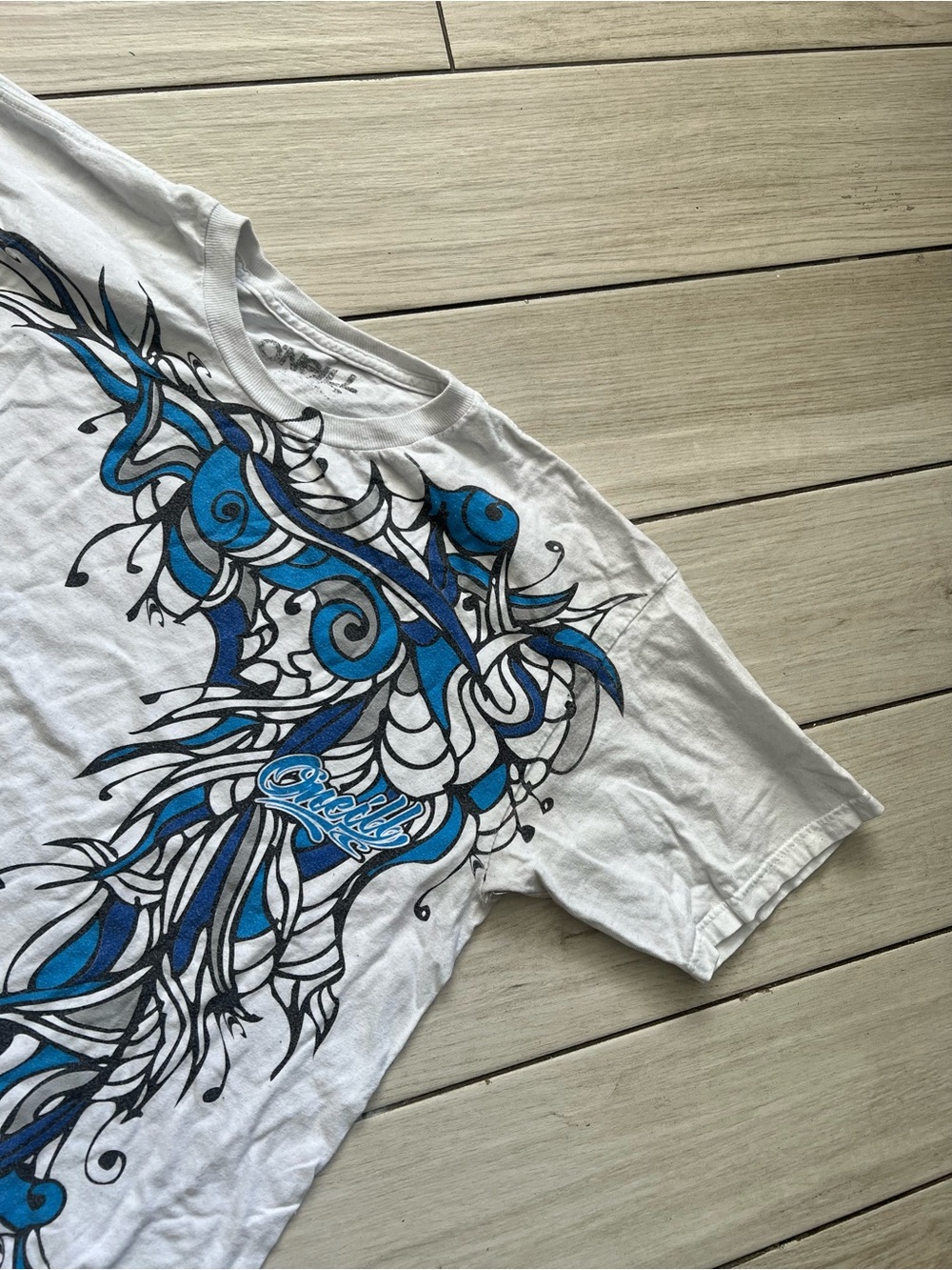 O'Neil Vintage White T shirt Short Sleeve Over Print Size Large